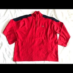 Mens Lacoste Half Zip Red Sweater Pullover Sz XXL